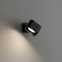 Lysverden black square wall spotlight with 360° rotation, touch control, and remote. Adjustable brightness and color temperature.