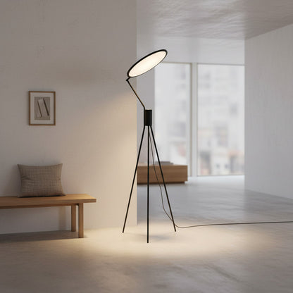 Lysverden minimalist black tripod floor lamp with integrated warm LED uplight in a modern living room setting