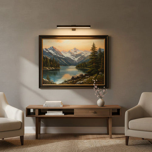 Lysverden modern black metal and PC tube picture light with 300 lumens, dimmable, 3 color temperatures, and USB-C.