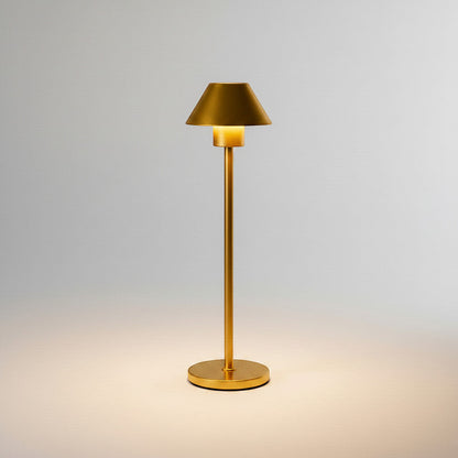 Lysverden cordless brass bell-shaped table lamp with touch dimming and marble base. 3600 mAh battery.