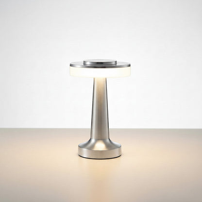 Lysverden brass metal disc-top touch table lamp with 3 brightness levels and 3000K warm light.
