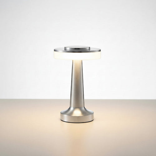 Lysverden brass metal disc-top touch table lamp with 3 brightness levels and 3000K warm light.
