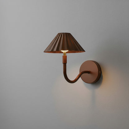 Lysverden classic brown pleated shade wall lamp with touch control and remote, 4000 mAh battery.