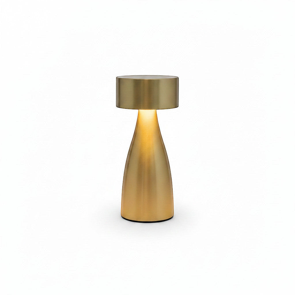 Lysverden brushed aluminum disc-top flute table lamp with 4 color temperatures and touch control.