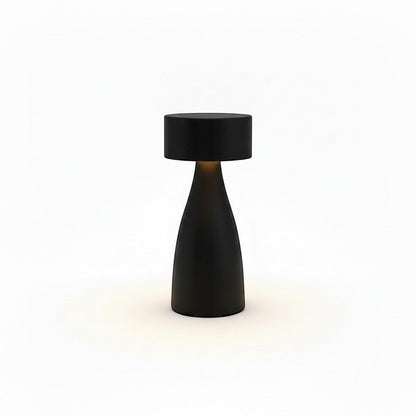 Lysverden brushed aluminum flute table lamp with disc top, touch control, 4 color temperatures, and dimming.