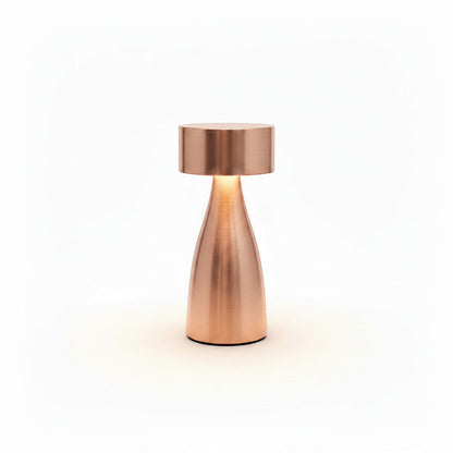 Lysverden brushed aluminum disc-top flute table lamp with 4 color temperatures and 3-level dimming.
