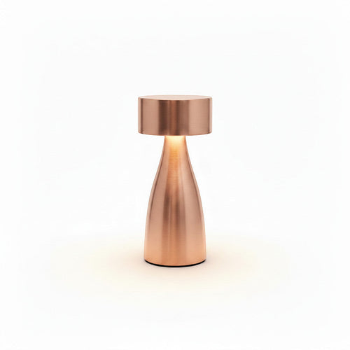 Lysverden brushed aluminum disc-top flute table lamp with 4 color temperatures and 3-level dimming.