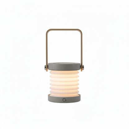 Lysverden red collapsible accordion lantern with wood handle, touch control, and dimmable light.