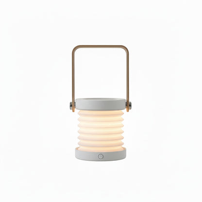Lysverden collapsible accordion lantern with wood handle, touch control, and dimmable light.