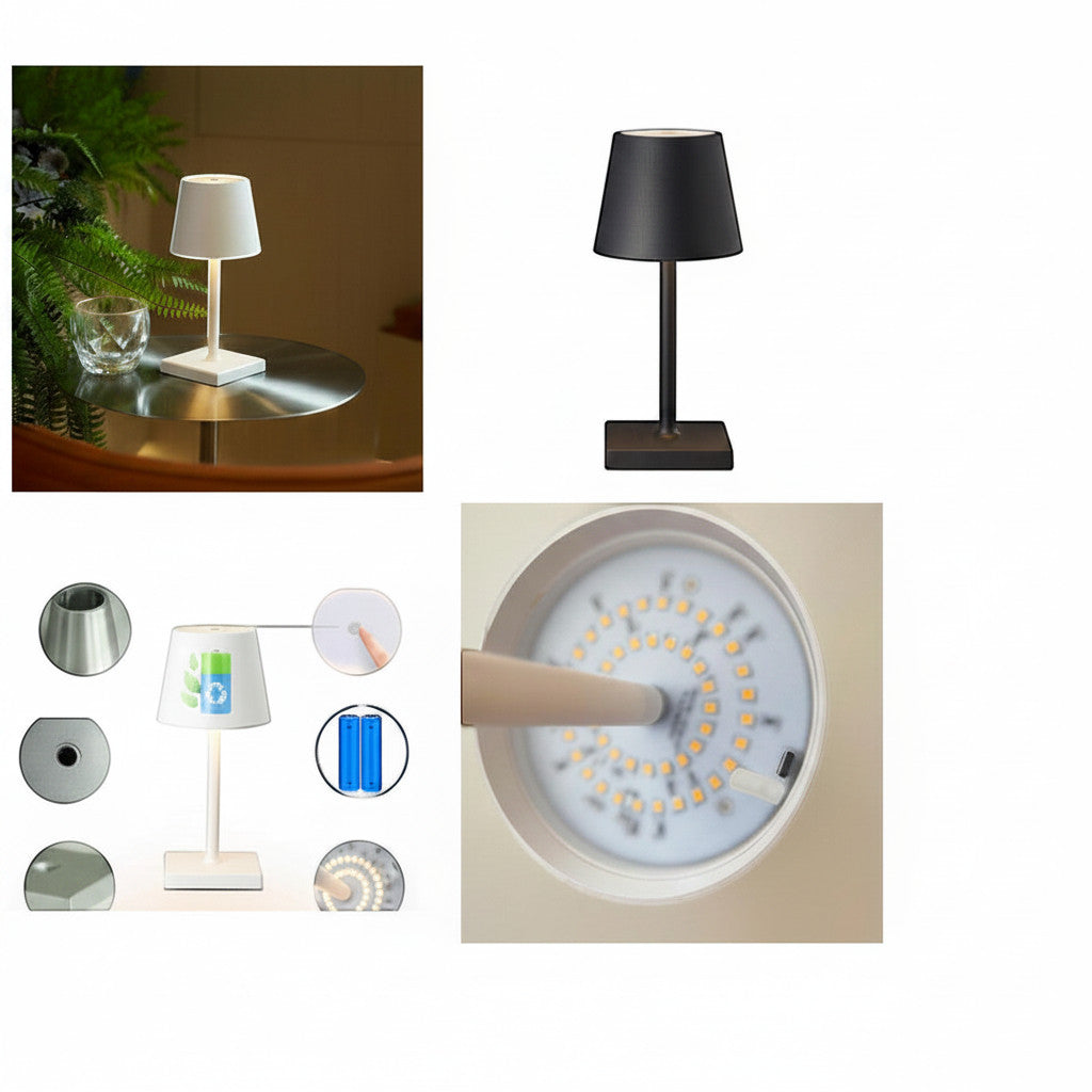 Lysverden compact Italian restaurant lamp in white aluminum with touch control and 3000K warm light.