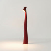 Lysverden white aluminum cone tall slim cordless table lamp with touch dimming and 3000K warm light.