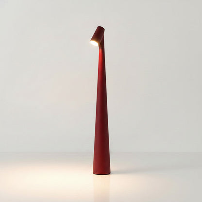 Lysverden white aluminum cone tall slim cordless table lamp with touch dimming and 3000K warm light.