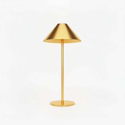 Lysverden cordless table lamp with a conical ABS shade, metal base, and touch dimming. 3000K warm light.