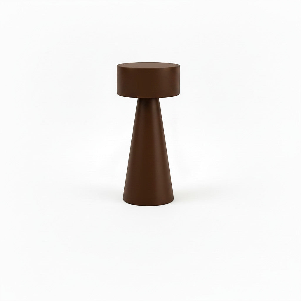 Lysverden mini copper cylinder touch table lamp with conical base, 4 color temperatures, 3 dimming levels, and Qi charging.