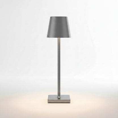 Lysverden grey aluminum cordless restaurant lamp with touch control and dimming, 3000K warm light, 5200 mAh battery.