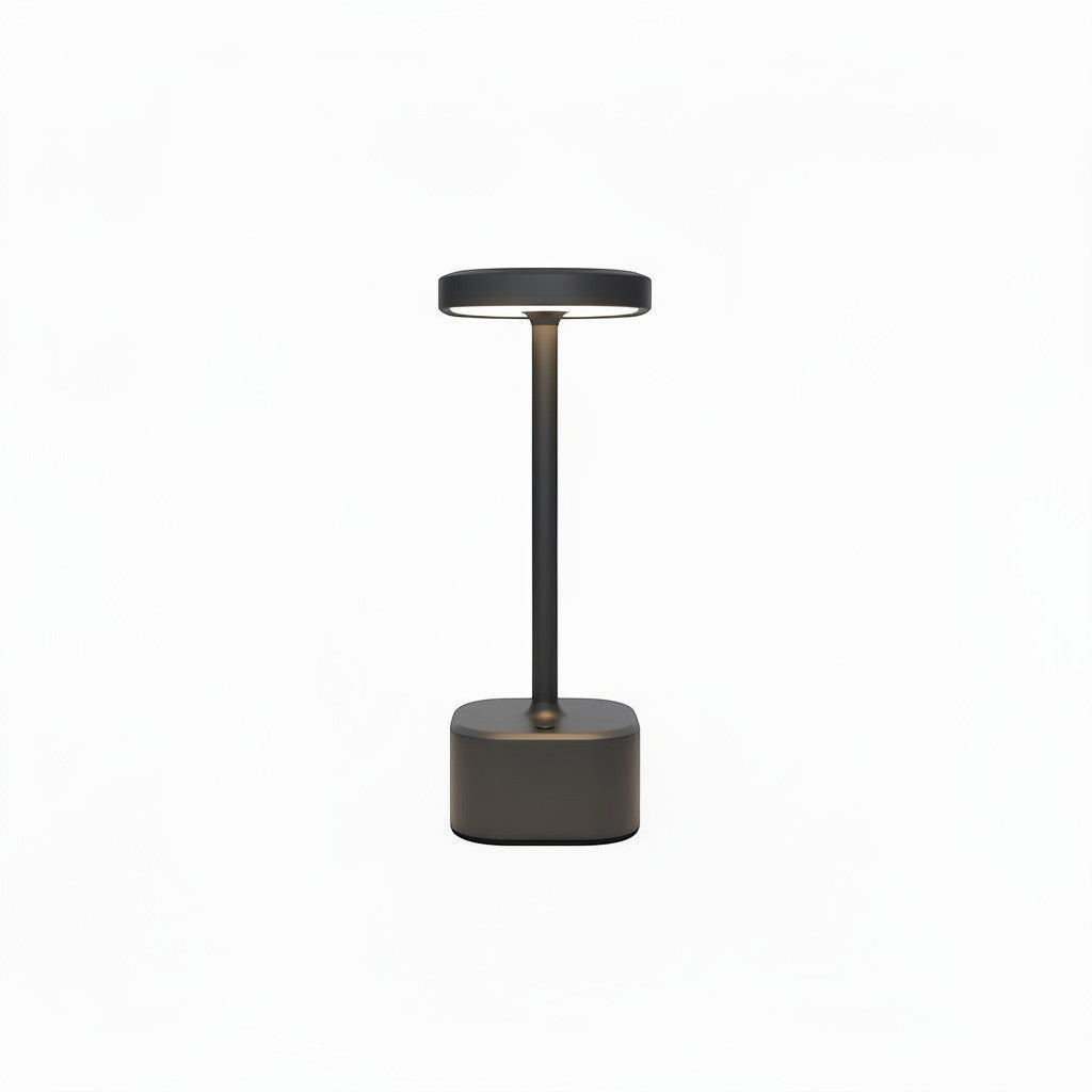 Lysverden cordless table lamp with square top, aluminum finish, touch control, and 4 color temperatures.
