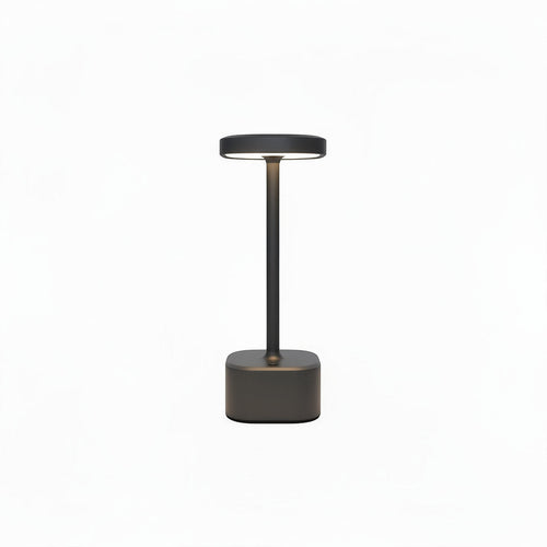 Lysverden cordless table lamp with square top, aluminum finish, touch control, and 4 color temperatures.