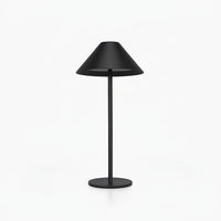Lysverden cordless table lamp with conical ABS shade, metal base, touch control, dimmable, 3000K warm light, 4000mAh battery.