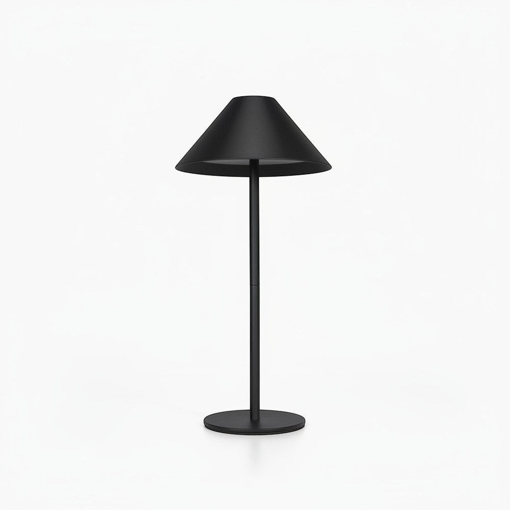 Lysverden cordless table lamp with conical ABS shade, metal base, touch control, dimmable, 3000K warm light, 4000mAh battery.
