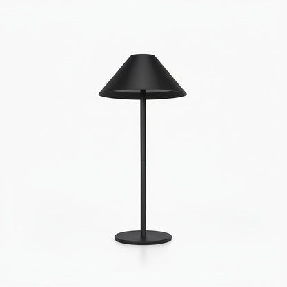 Lysverden cordless table lamp with conical ABS shade, metal base, touch control, dimmable, 3000K warm light, 4000mAh battery.