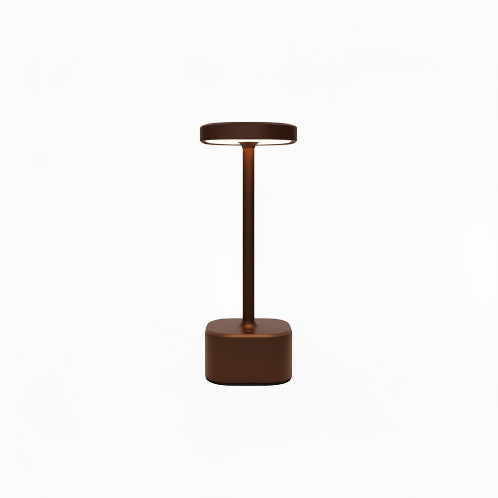 Lysverden cordless square-top table lamp with 4 color temperatures and Qi wireless charging. Dark grey aluminum.