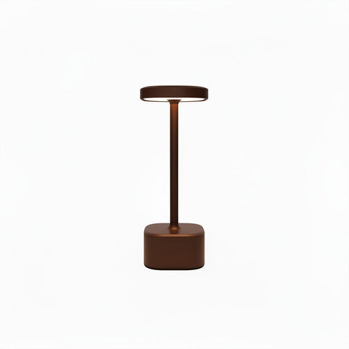 Lysverden cordless square-top table lamp with 4 color temperatures and Qi wireless charging. Dark grey aluminum.