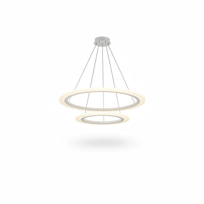 Lysverden moderne dobbel ring-LED-pendel i hvit akryl med justerbart lys fra varmt til kaldt, til stuen.