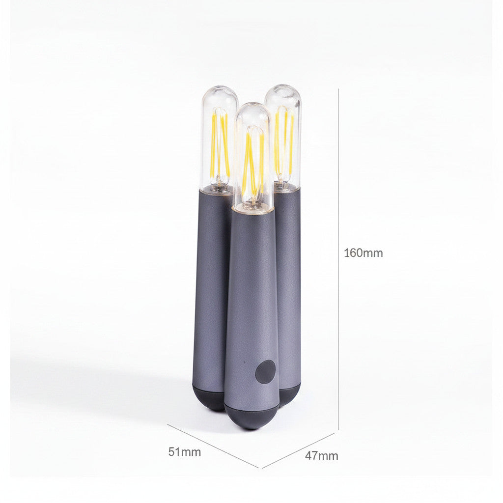 Lysverden Filament-bunt mini-bordlampe with 3 filament bulbs, 4-step dimming, 2200K, PC+ABS, black