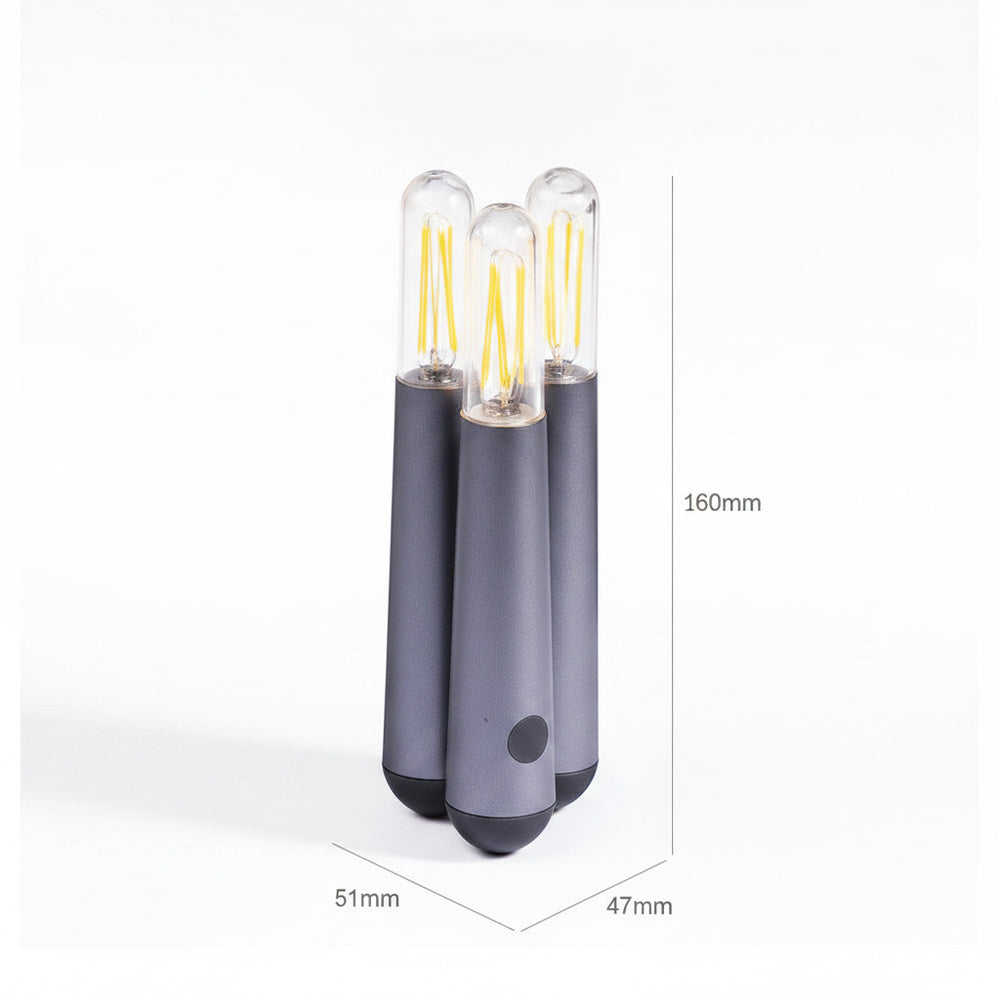 Lysverden Filament-bunt mini-bordlampe with 3 filament bulbs, 4-step dimming, 2200K, PC+ABS, black