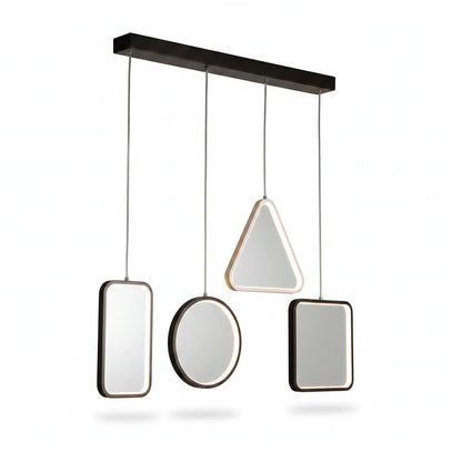 Lysverden geometric LED pendant light with black square, circle, and triangle frames for modern minimalist interiors.