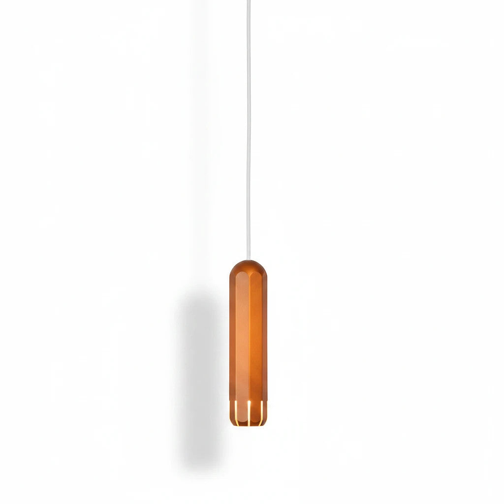Lysverden minimalist gold aluminium tube pendant light with a sleek cylindrical design for modern interior lighting.