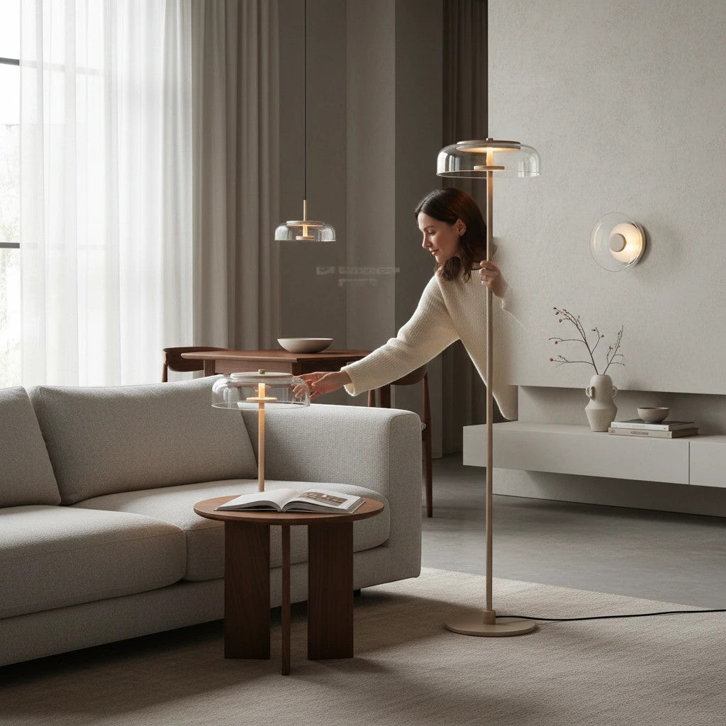 LYS Glassdisk-lampe i gull