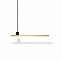Lysverden minimalist linear LED pendant light in gold aluminum with a sleek, modern design for dining room lighting.