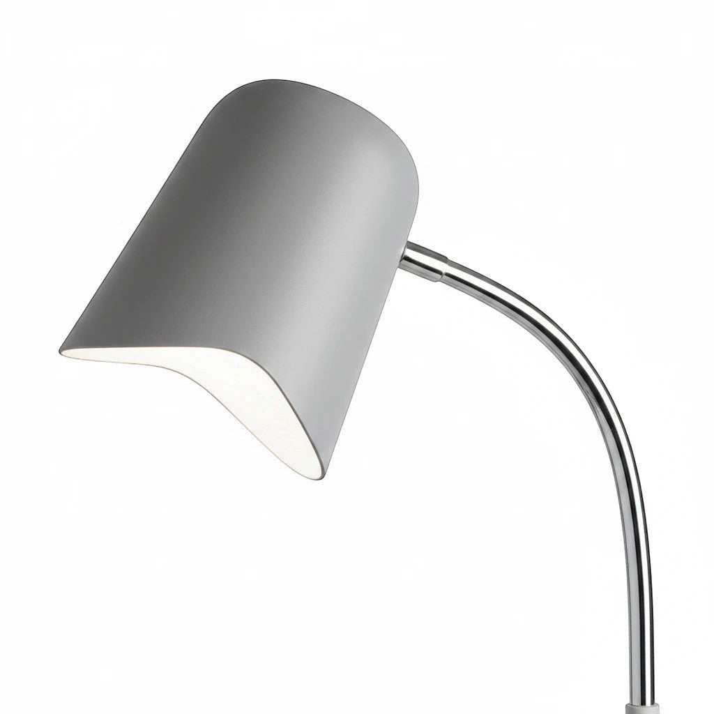 Lysverden minimalistisk grå gulvlampe med vippbar kjegleformet metallskjerm for retningsbestemt leselys