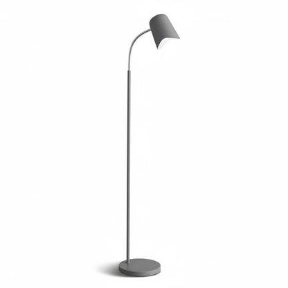 Lysverden minimalistisk grå gulvlampe i metall med en justerbar kjegleformet skjerm for retningsbestemt leselys.