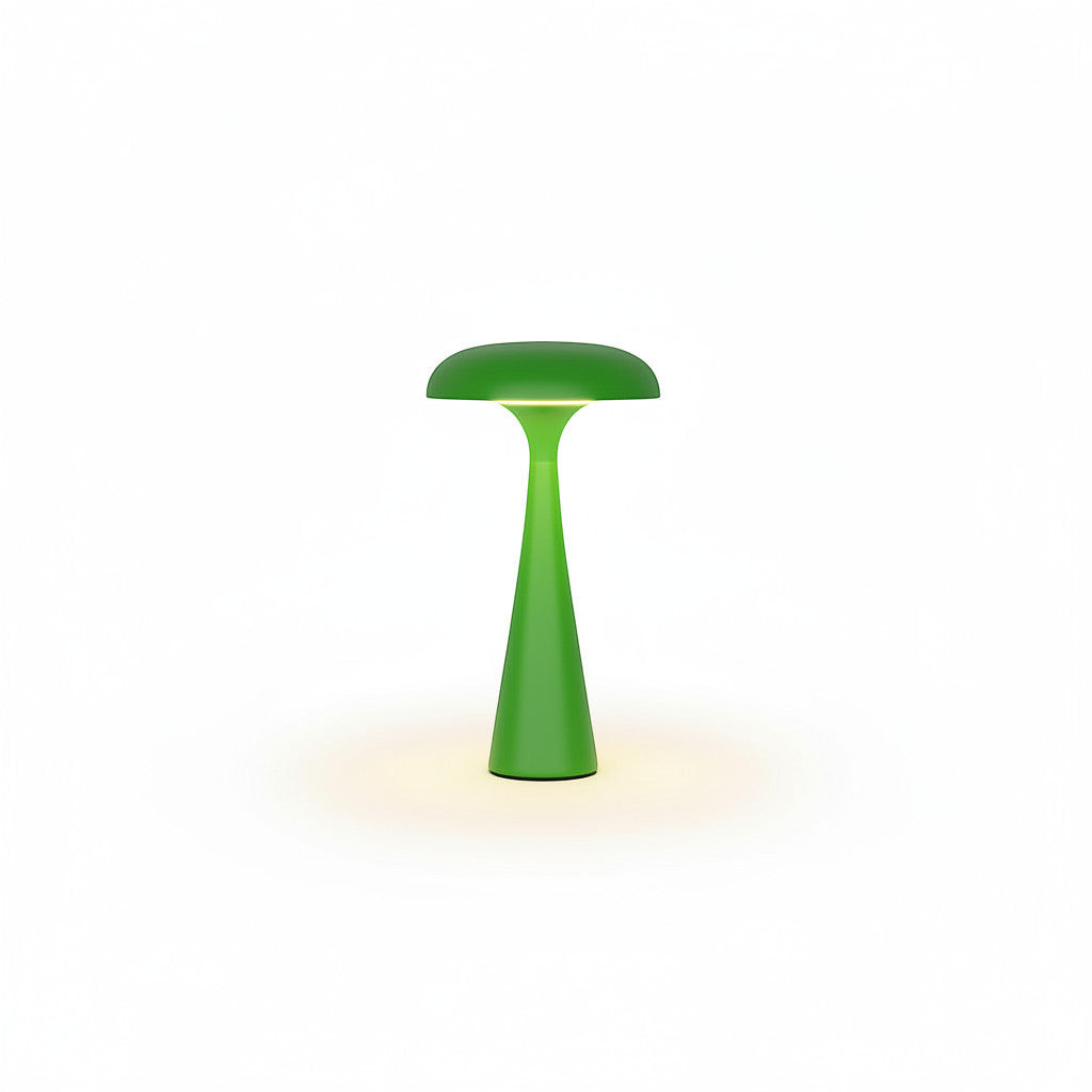 Lysverden green flute-shaped mushroom table lamp with touch control and dimmable brightness.