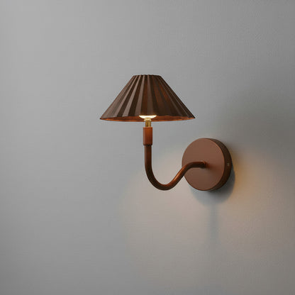 Lysverden dark green pleated ABS shade wall lamp with curved metal arm, touch control, and remote.