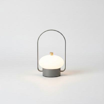 Lysverden grey metal lantern lamp with opal PMMA dome, touch control, 3 color temps, dimmable, rechargeable