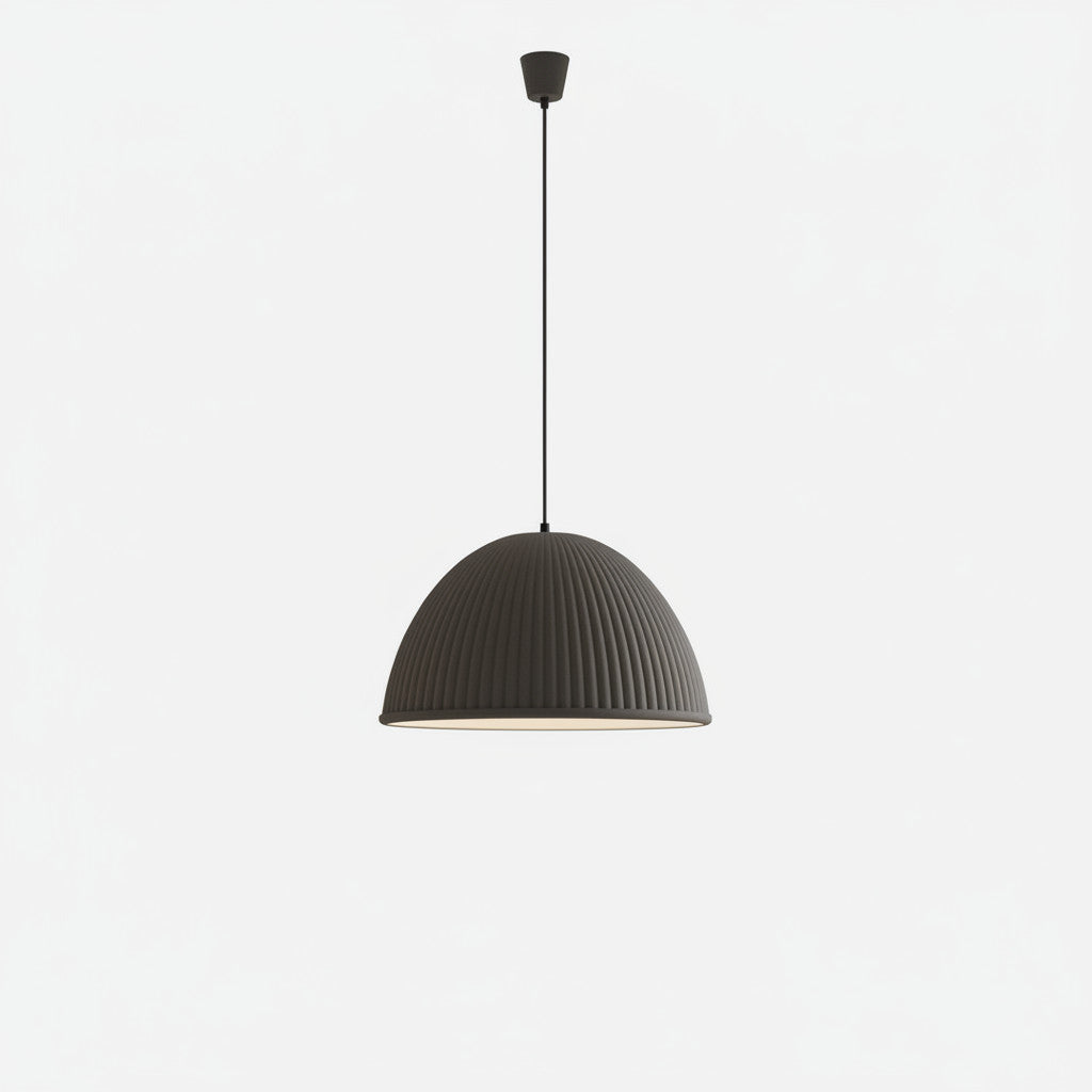 Lysverden grey ribbed dome pendant light with a minimalist Nordic design for dining or kitchen spaces.