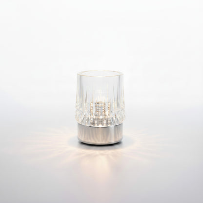Lysverden Krystall touch-bordlampe with faceted crystal shade, metal base, 3 brightness levels, warm white light.