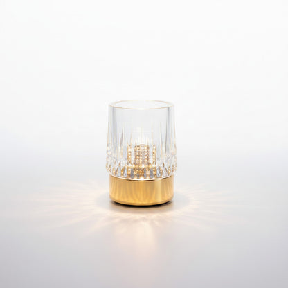 Lysverden Krystall touch-bordlampe with faceted crystal shade and gold metal base, 3 brightness levels, wireless