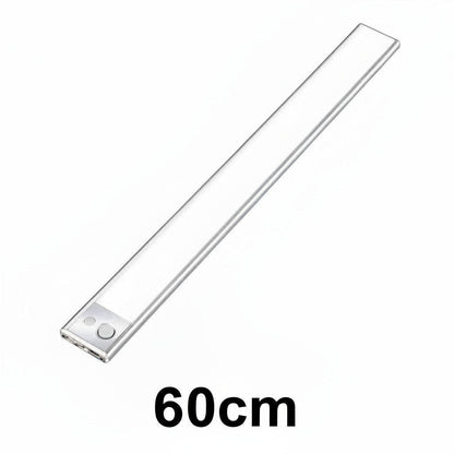 Lysverden 60cm brushed aluminum LED under-cabinet light with motion sensor, USB-C rechargeable.
