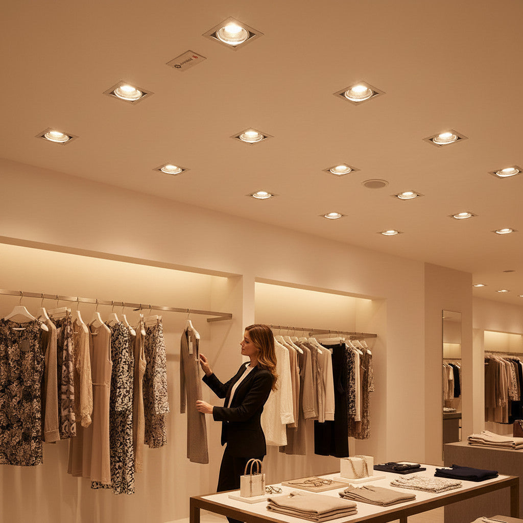 Lysverden 18W innfelt firkantet LED-downlight med 4000K nøytralhvitt lys, ideell for butikklokaler.