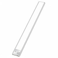 Lysverden LED under-cabinet light with motion sensor, USB-C rechargeable, brushed aluminum, adjustable color temperature.