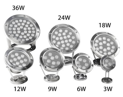LED Hagespyd-spot SUW i rustfritt stål med spyd, 6 effektvarianter
