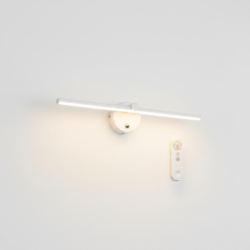 Lysverden white linear wall lamp, 40 cm, with adjustable 330° angle, touch control, and remote. 5200 mAh battery.