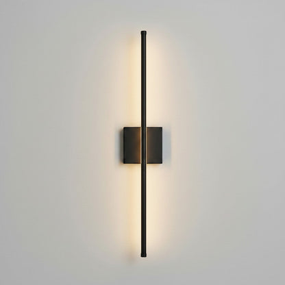 Lysverden 72 cm linear wall lamp in black aluminum with a circular base, touch and remote control, 3 light colors, dimmable, 5000 mAh battery.
