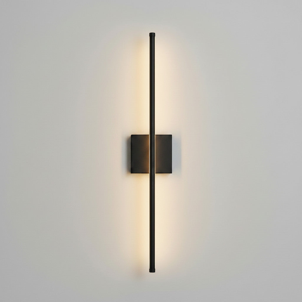 Lysverden 72 cm linear wall lamp in black aluminum with a circular base, touch and remote control, 3 light colors, dimmable, 5000 mAh battery.