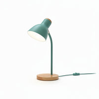 Lysverden Macaron Nordic desk lamp with adjustable green metal shade and wood base. Modern design.