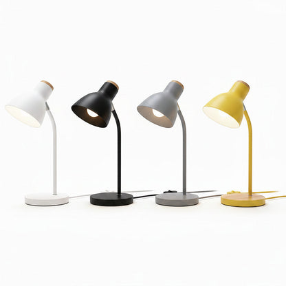 Lysverden Macaron Nordic desk lamp in teal with adjustable shade and wood base. Modern design.